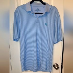 Tommy Bahama blue striped polo shirt